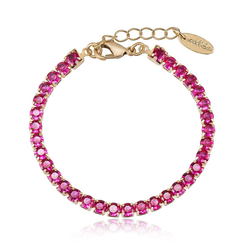 Shop Ettika Giselle Sparkle Crystal 18k Gold Plated Bracelet In Pink