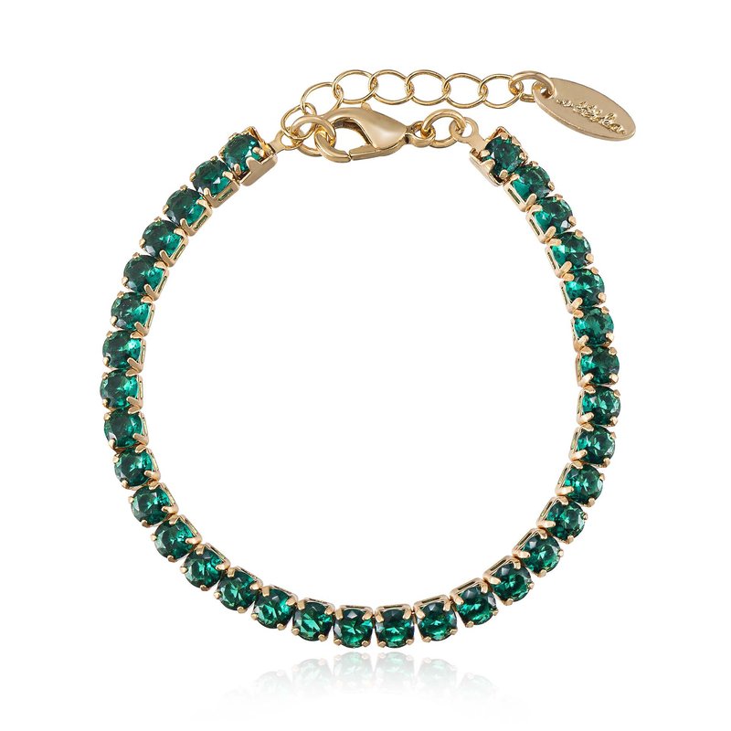 Shop Ettika Giselle Sparkle Crystal 18k Gold Plated Bracelet In Green
