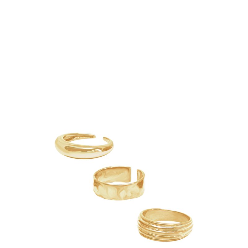 Ettika Golden Glow 18k Gold Plated Ring Set