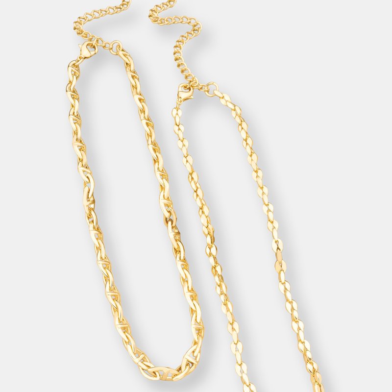 Shop Ettika Golden Rays Linked Chain 18k Gold Plated Necklace Set