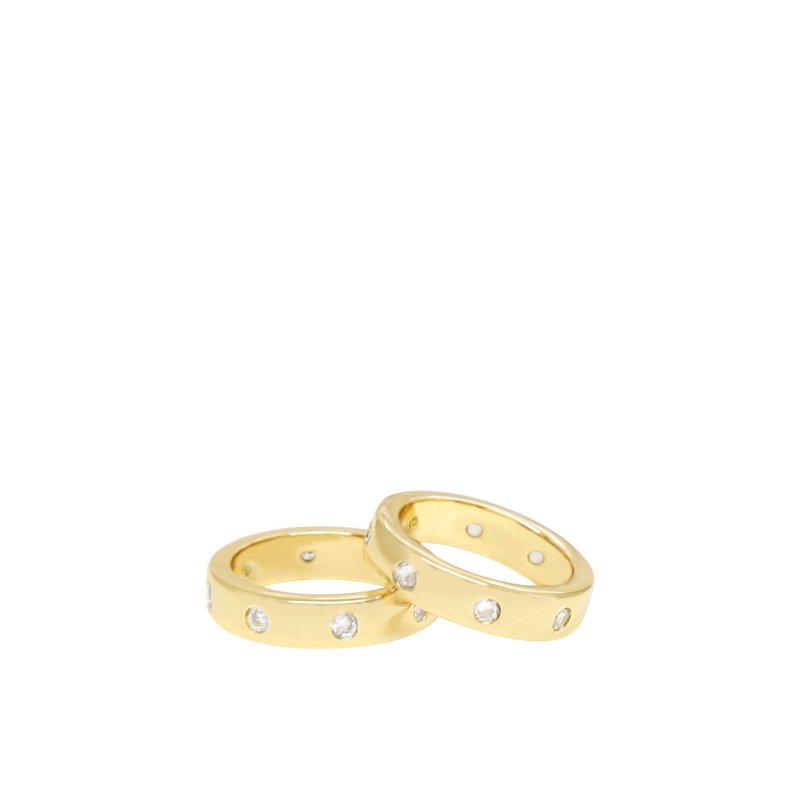 Ettika Kingsman Crystal Dotted 18k Gold Plated Band Ring Set