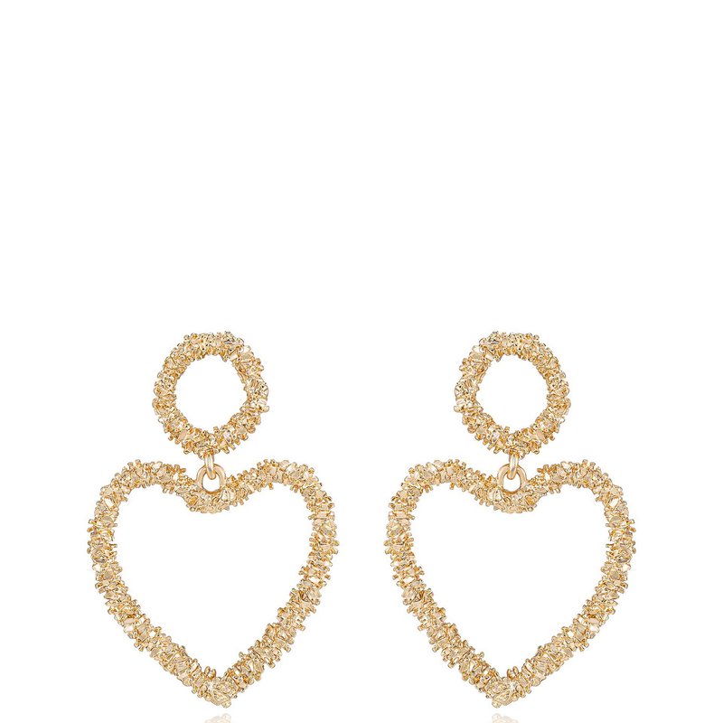 Ettika Last Love 18k Gold Plated Heart Earrings In Green