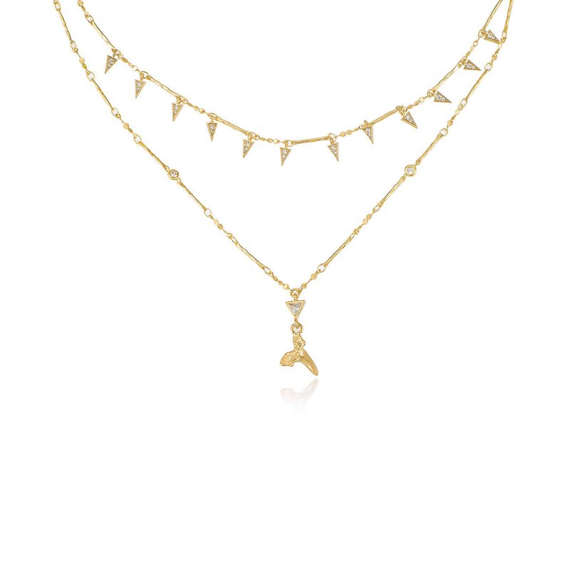 Shop Ettika Layered Shark Tooth 18k Gold Plated Necklace