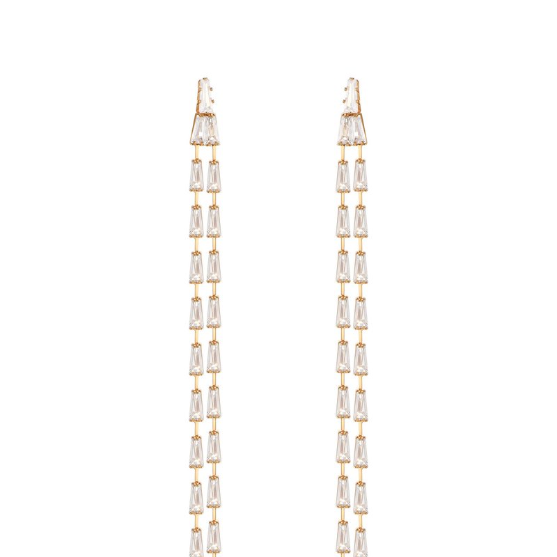 Ettika Light Crystal Rain Shower 18k Gold Plated Dangle Earrings In White