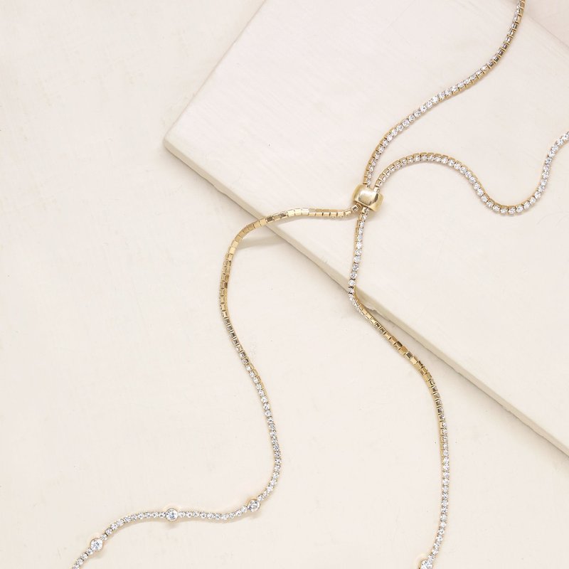 Ettika Line Up Crystal Chain And 18k Gold Plated Adjustable Necklace