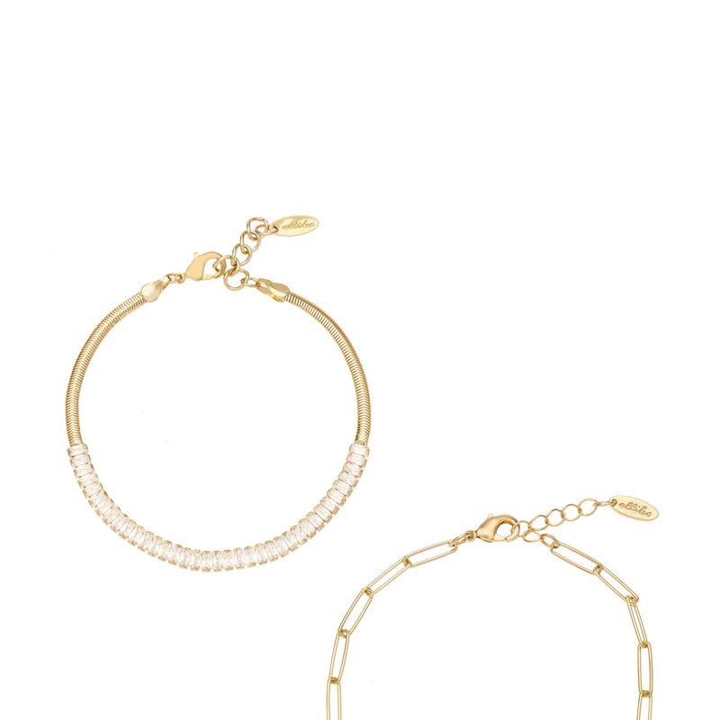 Shop Ettika Links And Shine 18k Gold Plated Anklet Set Of 2