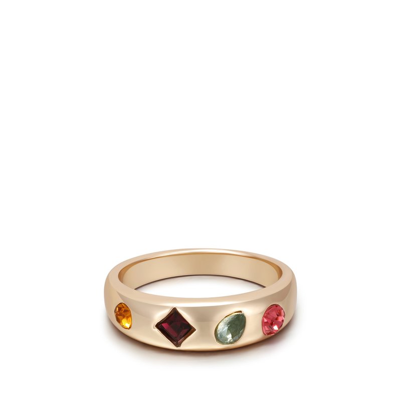 Ettika Lively Rainbow Crystal Ring In Gold