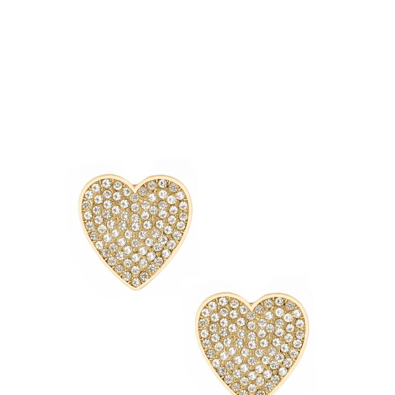 Ettika Love On Down Crystal Heart 18k Gold Plated Stud Earrings