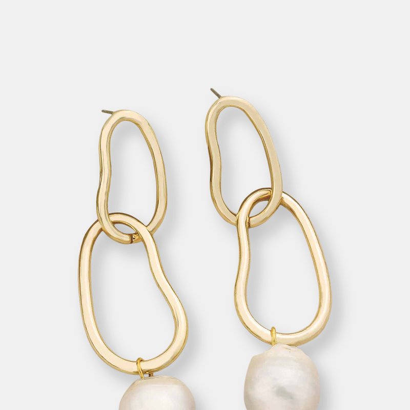 Ettika Mara Dangle Pearl 18k Gold Plated Earrings