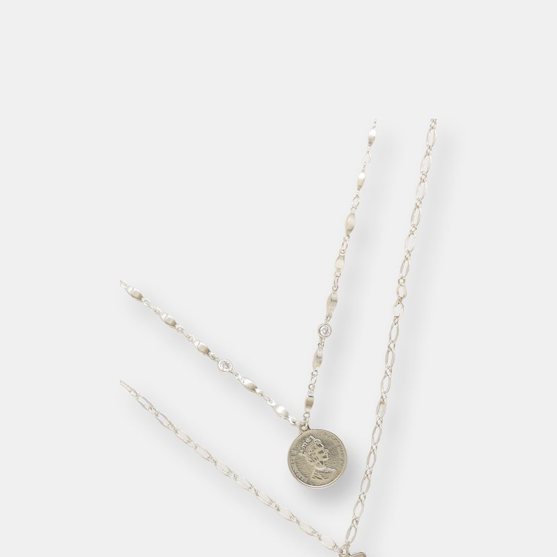 Ettika Medallions Of Mine Layered Coin Necklace Set In Silver
