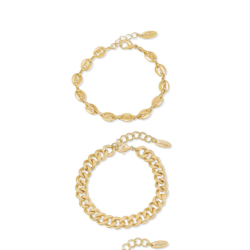 Ettika Might & Chain 18kt Gold Plated Bracelet Set