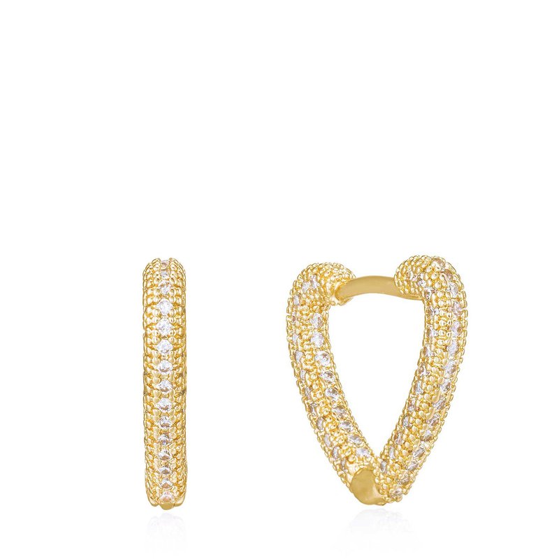 Ettika Mini Crystal Cluster Heart Hoop Earrings In Gold