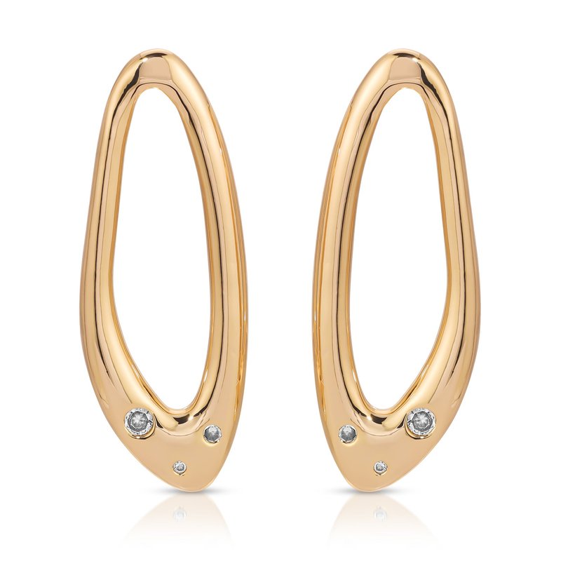 Ettika Molten 18k Gold Plated Crystal Dotted Oval Earrings In Yellow