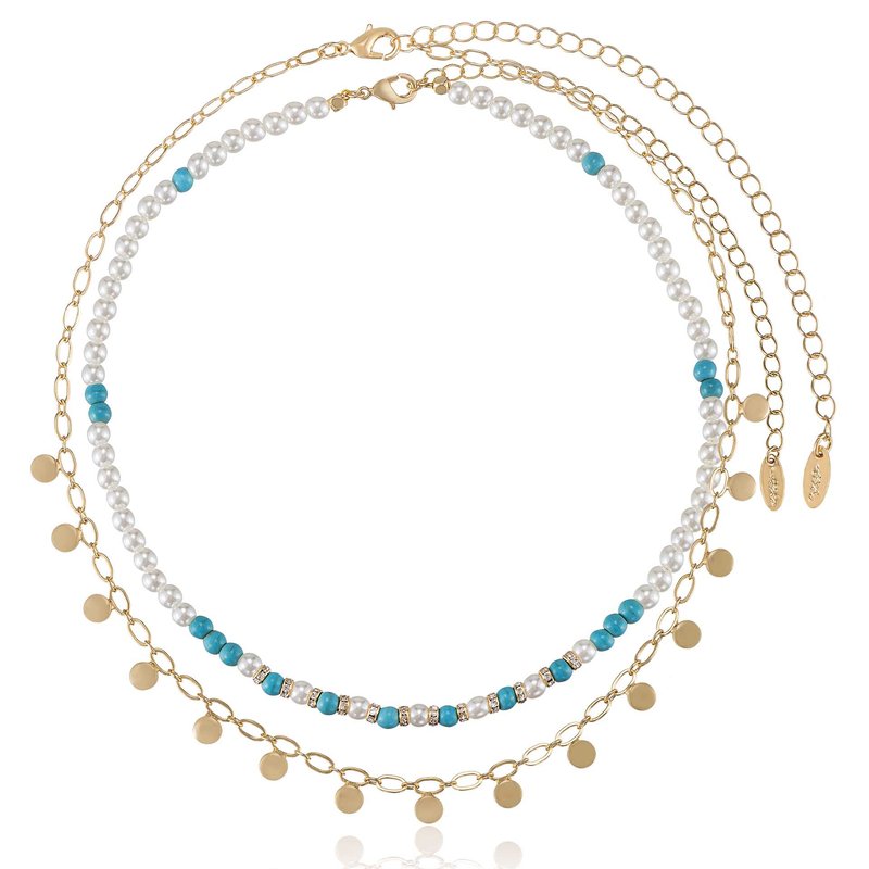 Shop Ettika Morocco Turquoise Beaded 18k Gold Plated Necklace Set In Blue