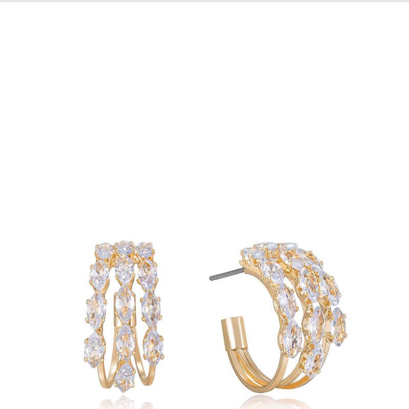 Ettika Multi-crystal Huggie 18k Gold Plated Hoop Earrings In White