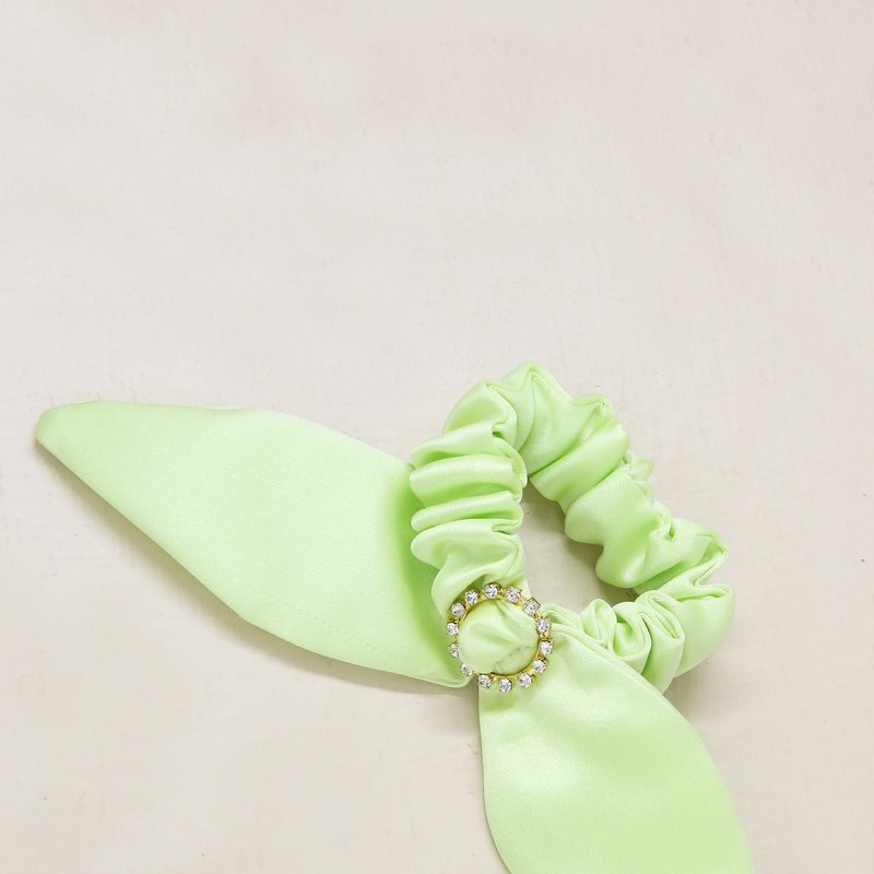 Ettika Neon Scrunchie With Crystal In Lime Green