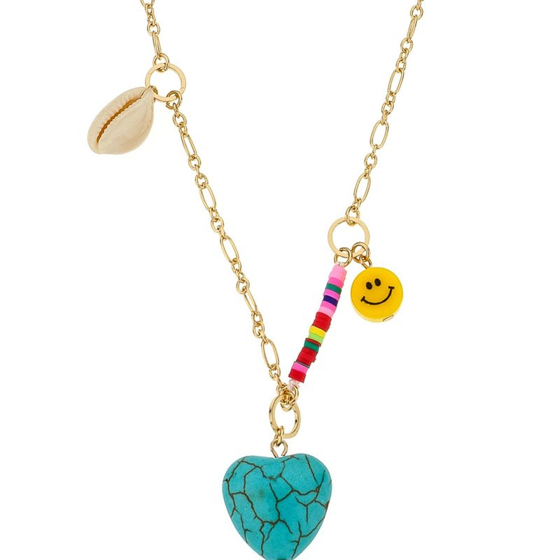 ETTIKA ONLY GOOD VIBES 18K GOLD PLATED CHARM NECKLACE