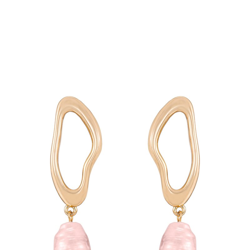 Ettika Open Circle Freshwater Pearl Dangle Earrings In Pink
