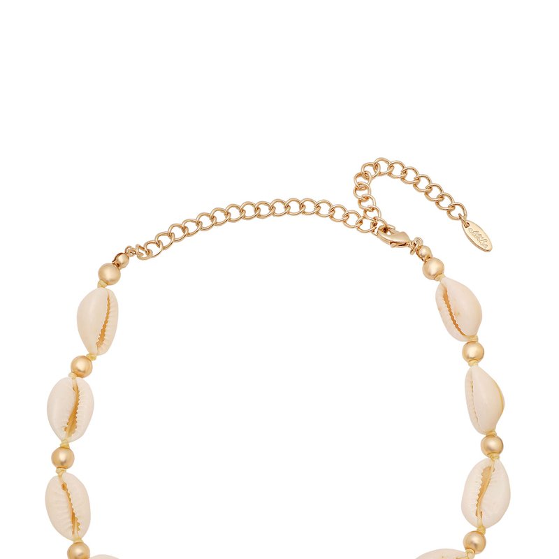 Ettika Out To Sea Cowrie Shell & 18kt Gold Plated Necklace In White
