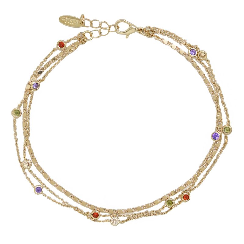 Ettika Over The Rainbow Multi-chain Crystal Anklet In Gold