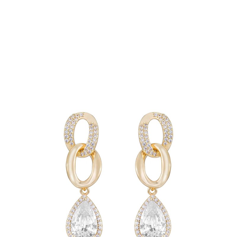 Ettika Pear Drop 18k Gold Plated Crystal Earrings