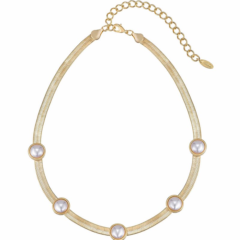 Ettika Pearl Dotted 18k Gold Plated Snake Chain