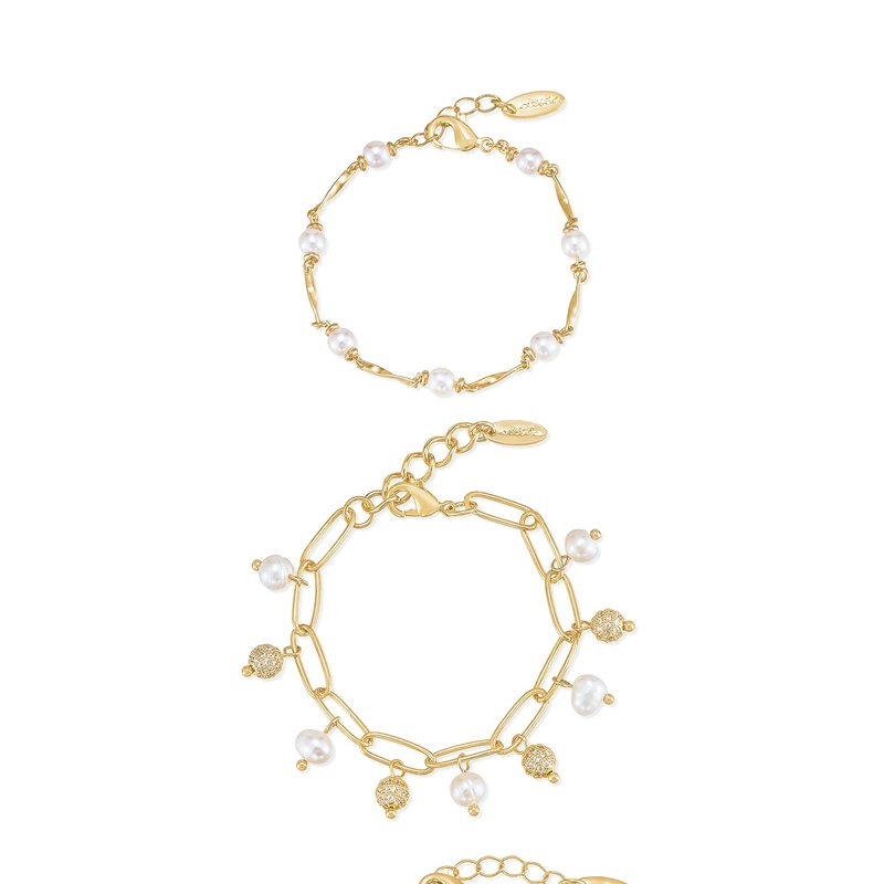 Shop Ettika Pearl Party 18k Gold Plated Bracelet Set Of 3