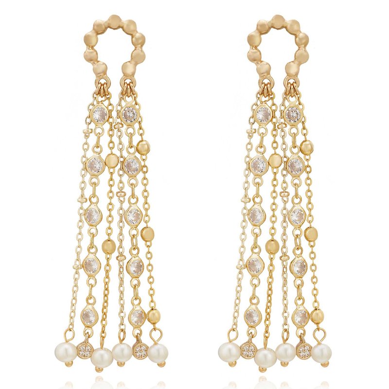 Shop Ettika Pearly Gates 18k Gold Plated Earrings In Yellow