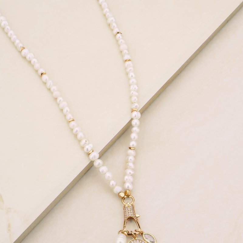 Shop Ettika Pearly White 18k Gold Plated Charm Necklace