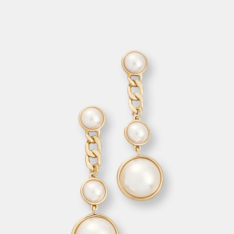 Ettika Precious Pearl Drop 18k Gold Plated Earrings In Gold / White
