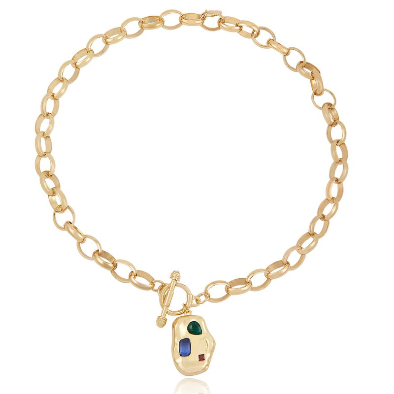 Shop Ettika Rainbow Crystal Nugget 18k Gold Plated Toggle Necklace