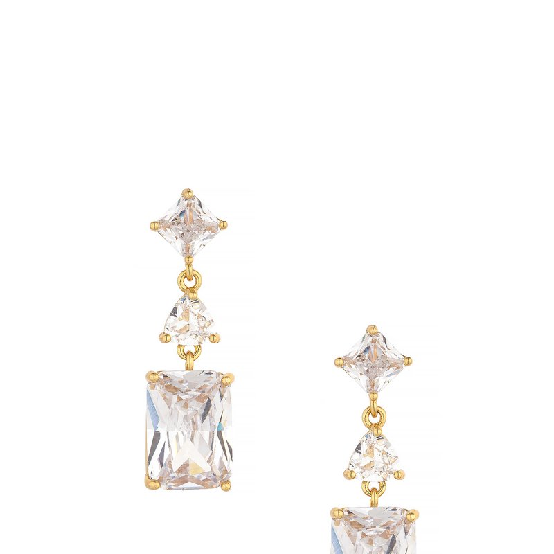 Ettika Reflective Crystal 18k Gold Plated Dangle Earrings