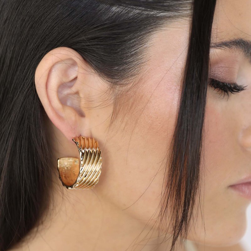 Shop Ettika Rigged Lines 18k Gold Hoop Earrings