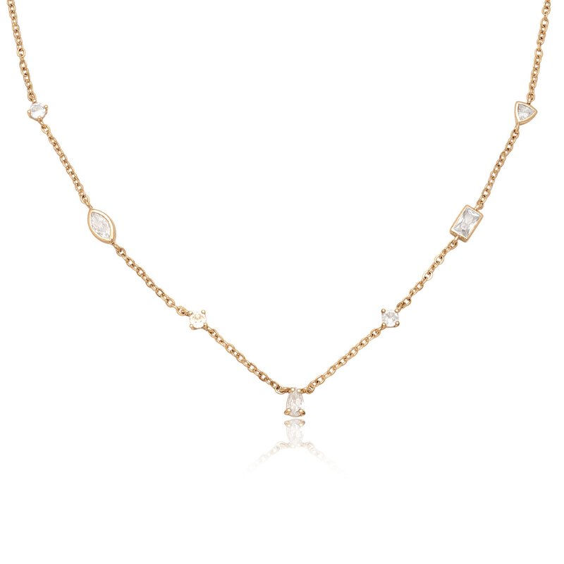 Ettika Shapely Crystals Necklace In Gold