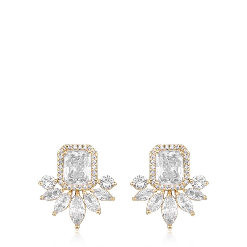 Ettika Shine Crystal 18k Gold Plated Stud Earrings In Yellow