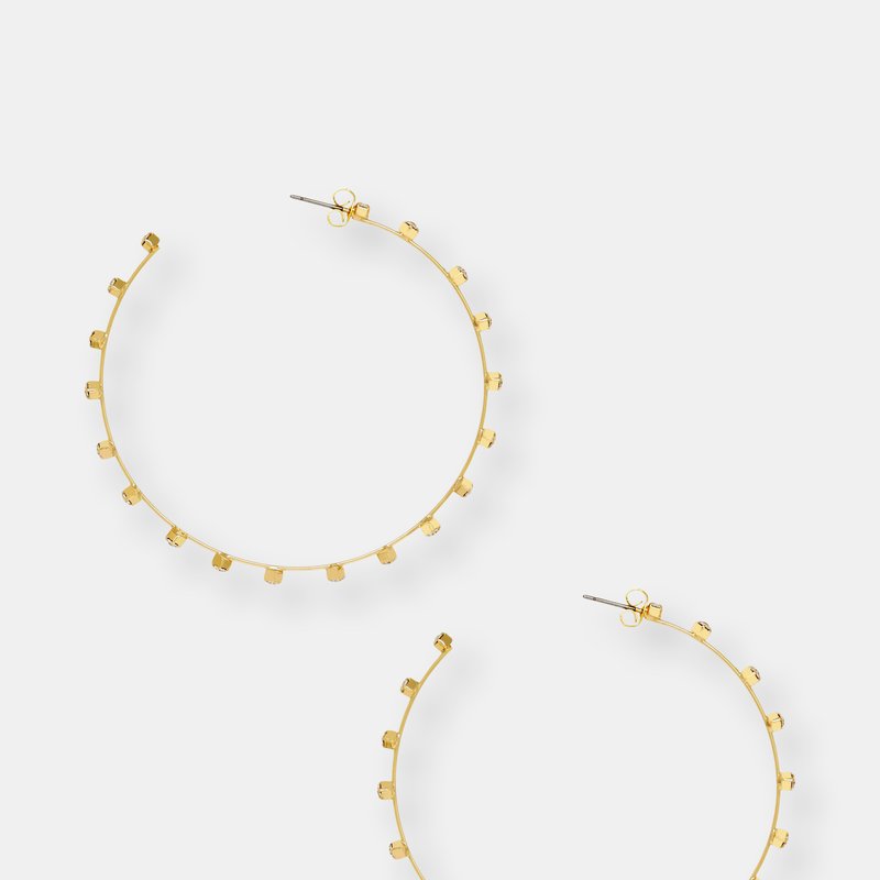 Ettika Simple Spark Crystal 18k Gold Plated Hoops In Crystals