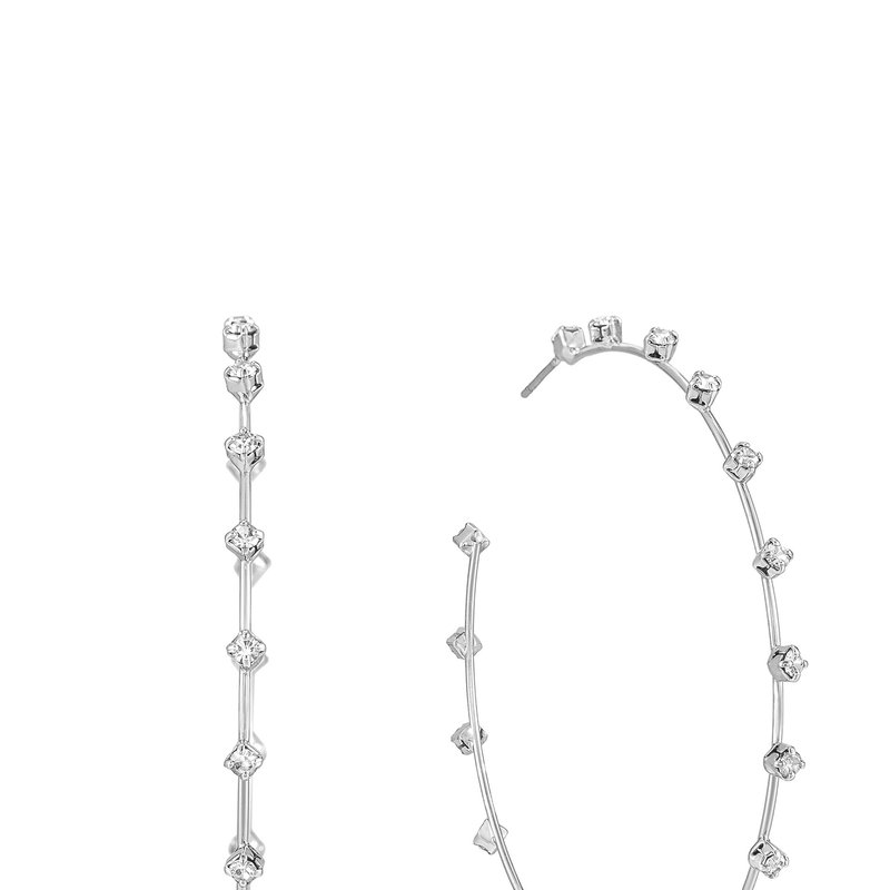 Ettika Simple Spark Crystal 18k Plated Hoops Earring In Grey