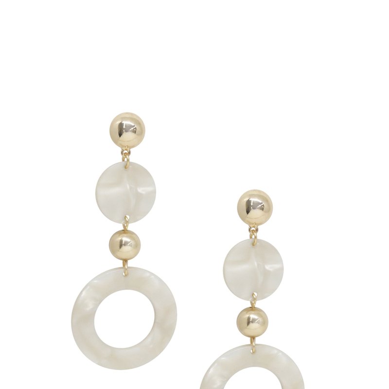 Ettika Soft Focus White Resin Circle Drop 18k Gold Plated Earrings In Pink