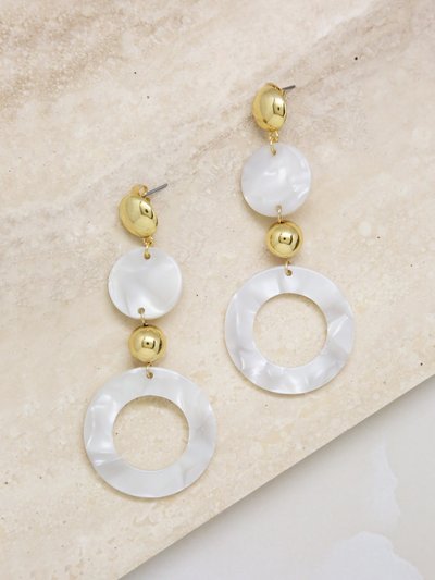 Ettika Soft Focus White Resin Circle Drop 18k Gold Plated Earrings product