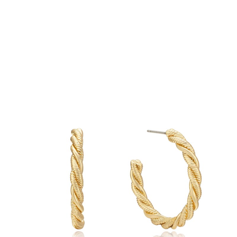 Ettika Spun Strands 18k Gold Plated Hoop Earrings