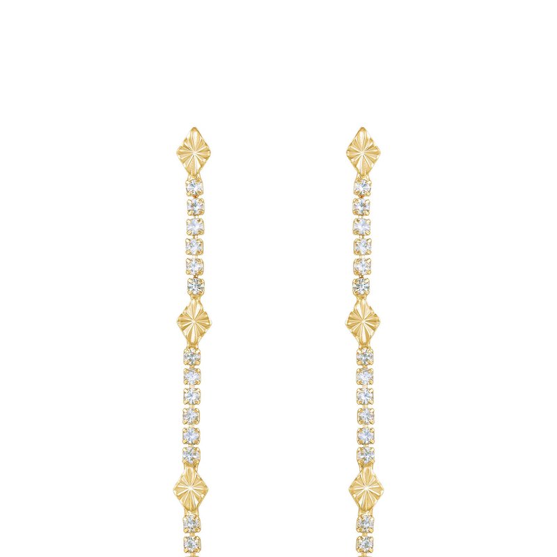 Shop Ettika Straight Crystal Chain 18k Gold Plated Dangle Earrings