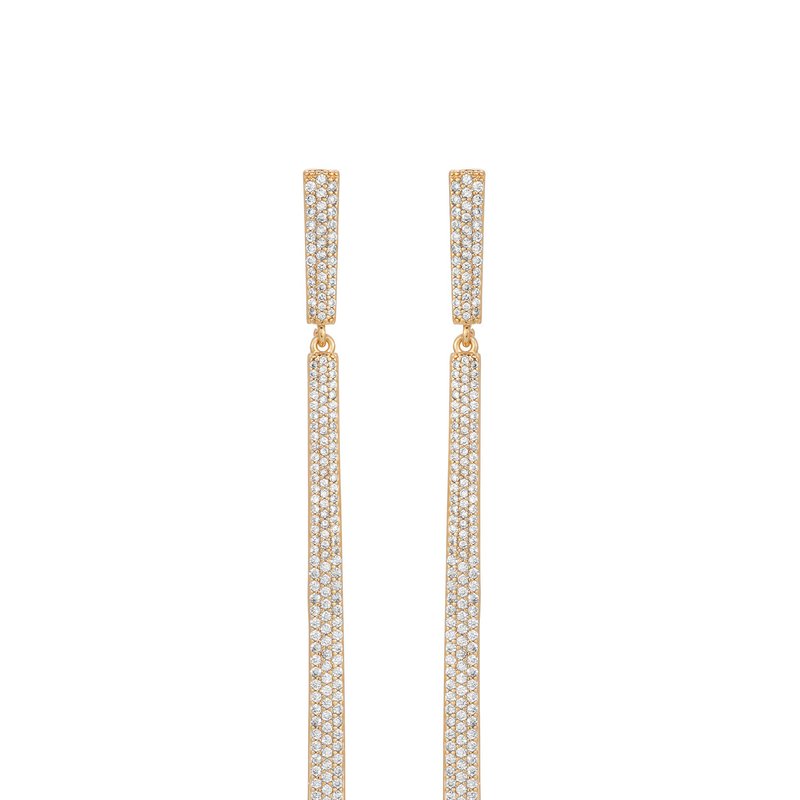 Shop Ettika Straight Drop 18k Gold Plated Crystal Dangle Earrings In White