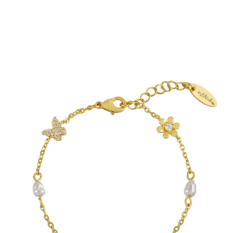 Ettika Subtle Butterflies And Pearl Bracelet In Gold