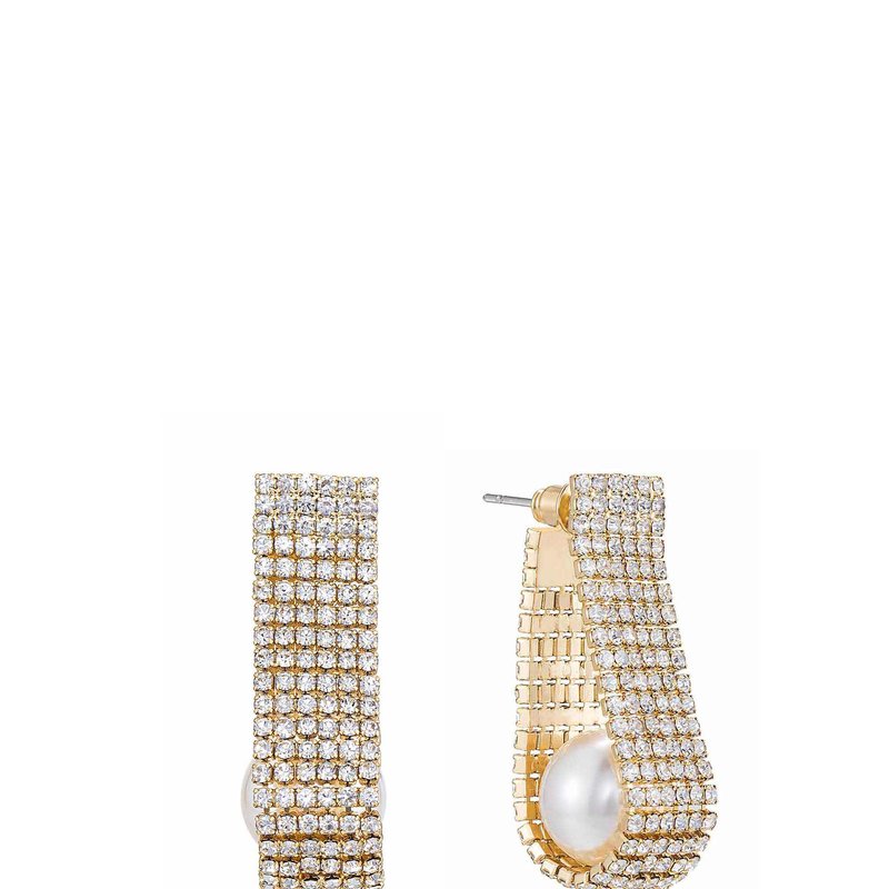 Shop Ettika Swaddled Pearl Crystal Teardrop 18k Gold Plated Earrings