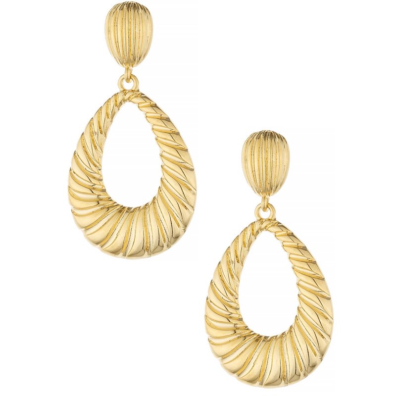 Ettika Teardrop Wave Detailed 18k Gold Plated Earrings