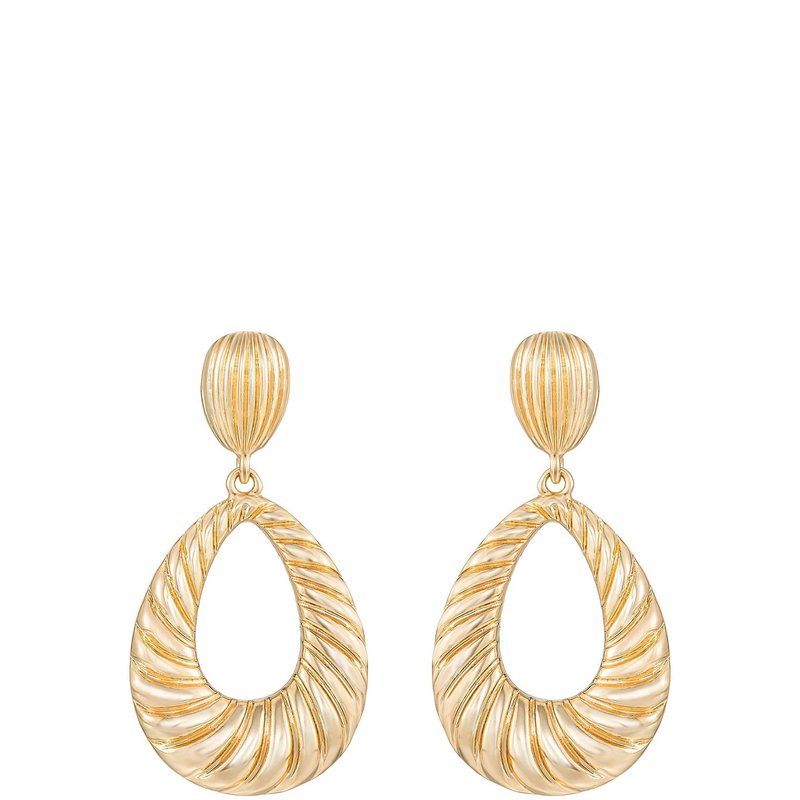 Shop Ettika Teardrop Wave Detailed 18k Gold Plated Earrings
