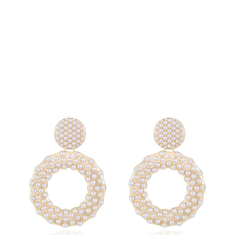 Ettika The Moment Pearl And Crystal 18k Gold Plated Earrings In Yellow