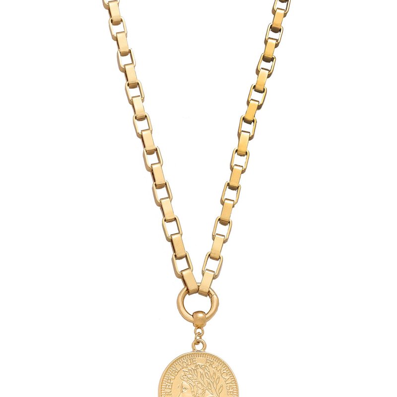 Shop Ettika The Traveler's Coin 18k Gold Plated Chain Necklace