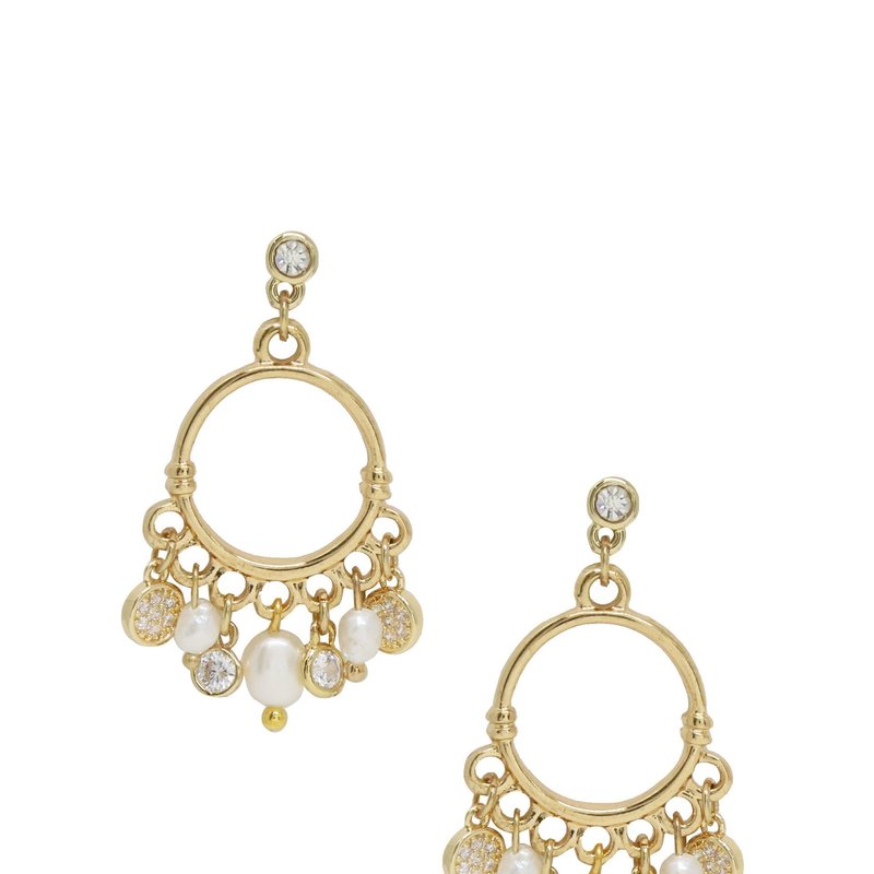 Ettika These Moments Pearl 18k Gold Plated Dangle Earring In White