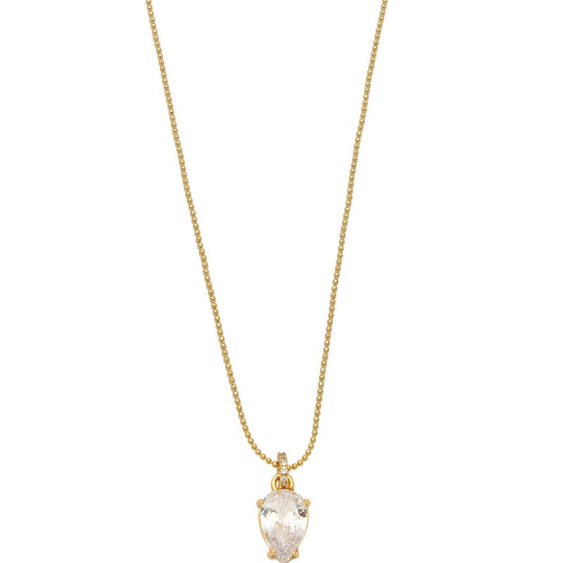 Ettika Thin And Delicate 18k Gold Plated Crystal Pendant Necklace